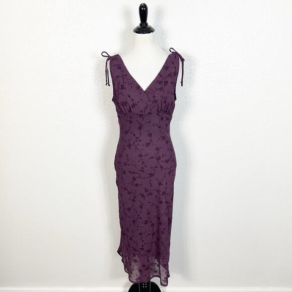 Vintage Y2K Ruby Rox HOCO Fairycore Velvet Floral Bias Cut Midi Dress Large - Picture 1 of 14